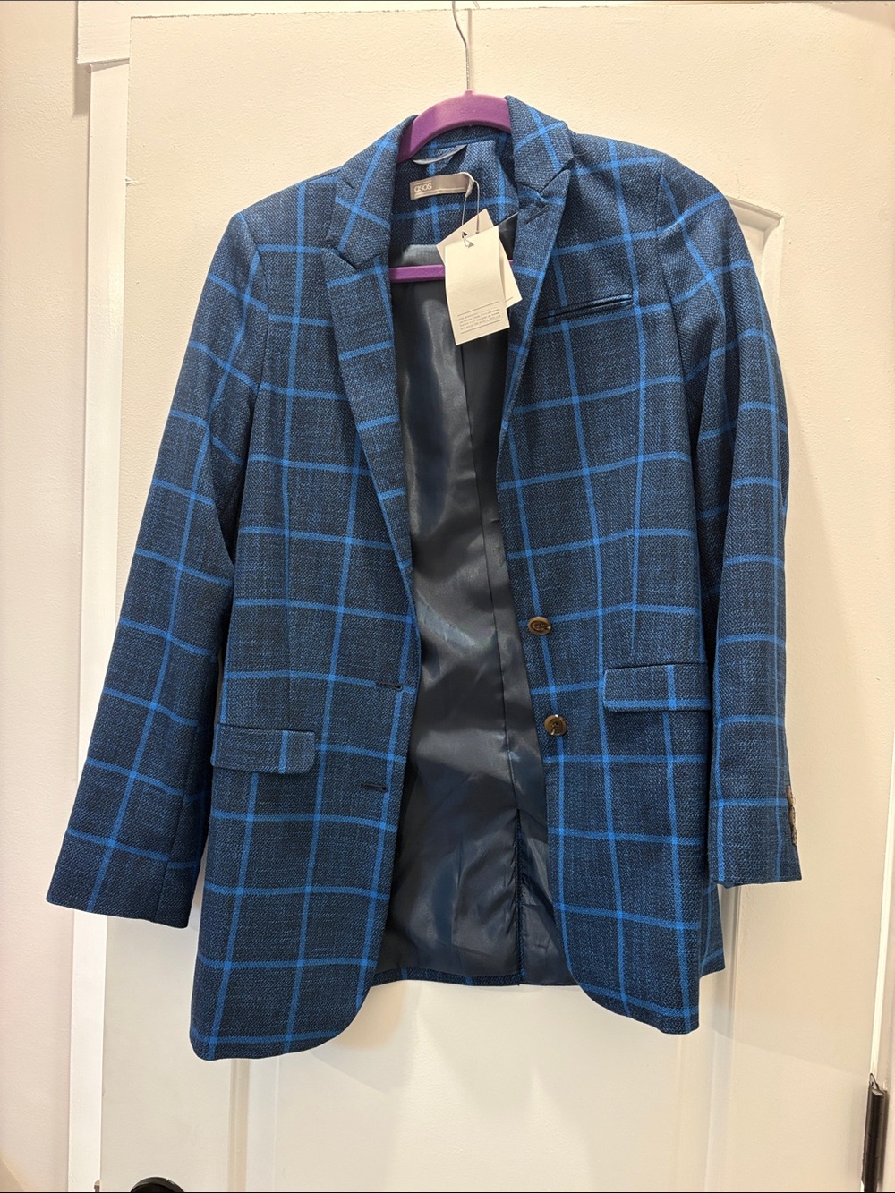 Blue Windowpane Blazer - Classic Tailored Style